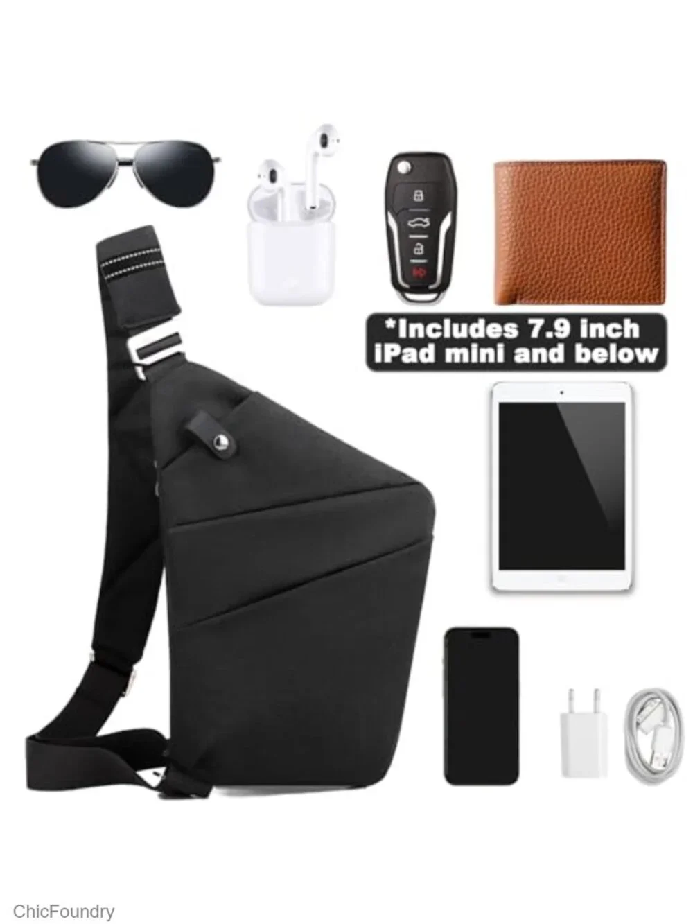 Anti Theft Travel Crossbody Bag Large Capacity Nylon Sling Bag for Sports